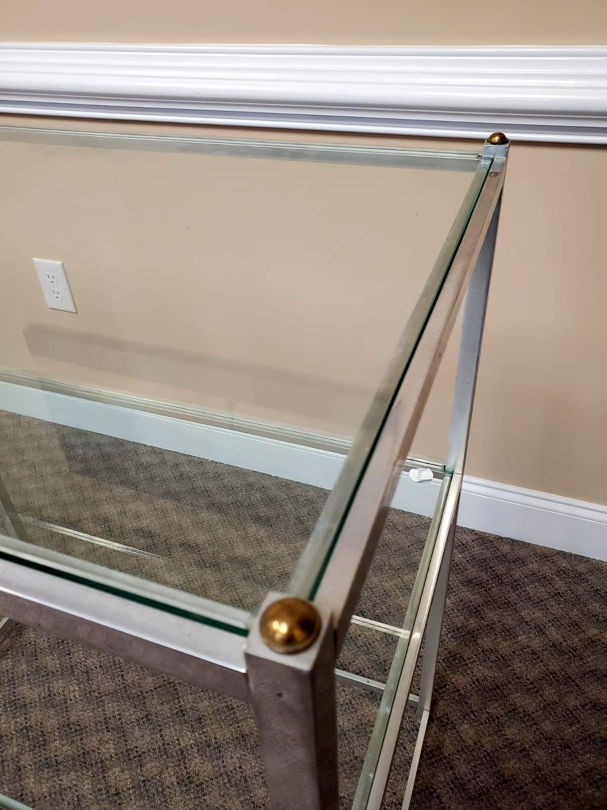 Metal Console Table with Glass Shelves John Vesey For Sale 1
