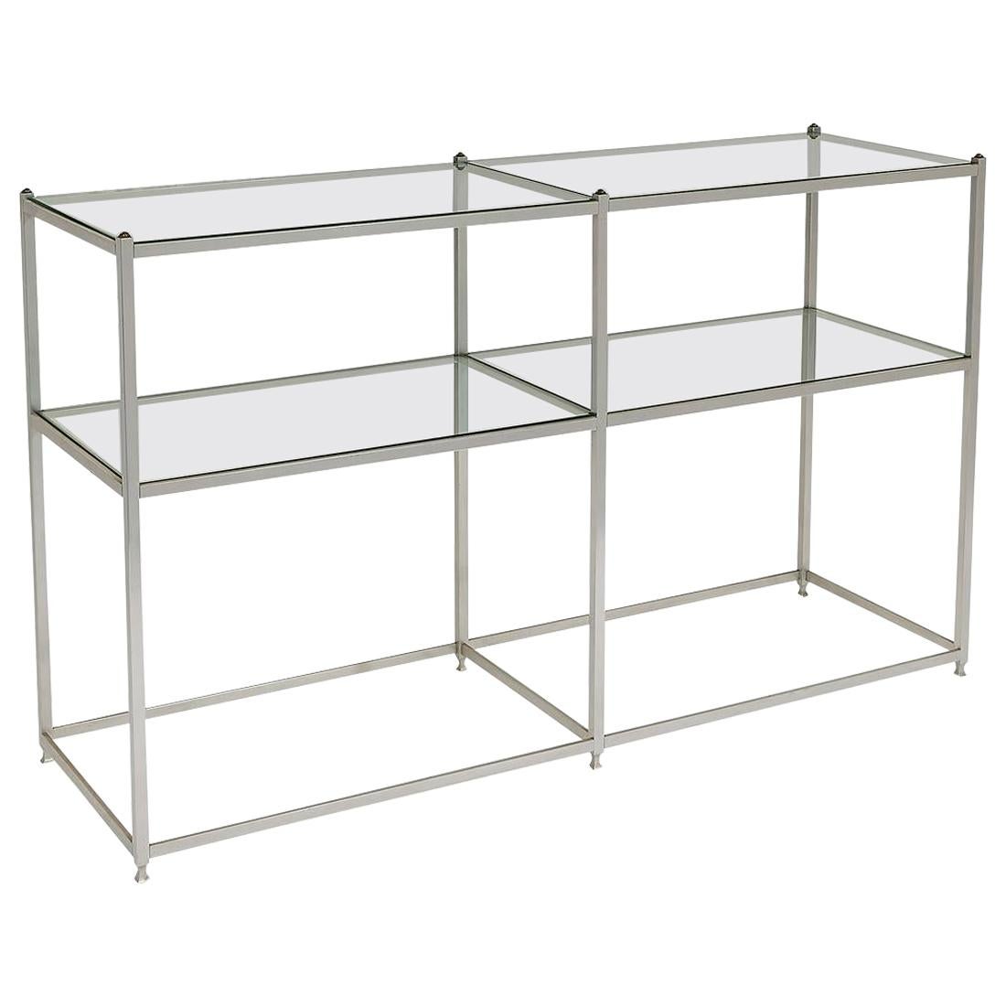 Metal Console Table with Glass Shelves John Vesey