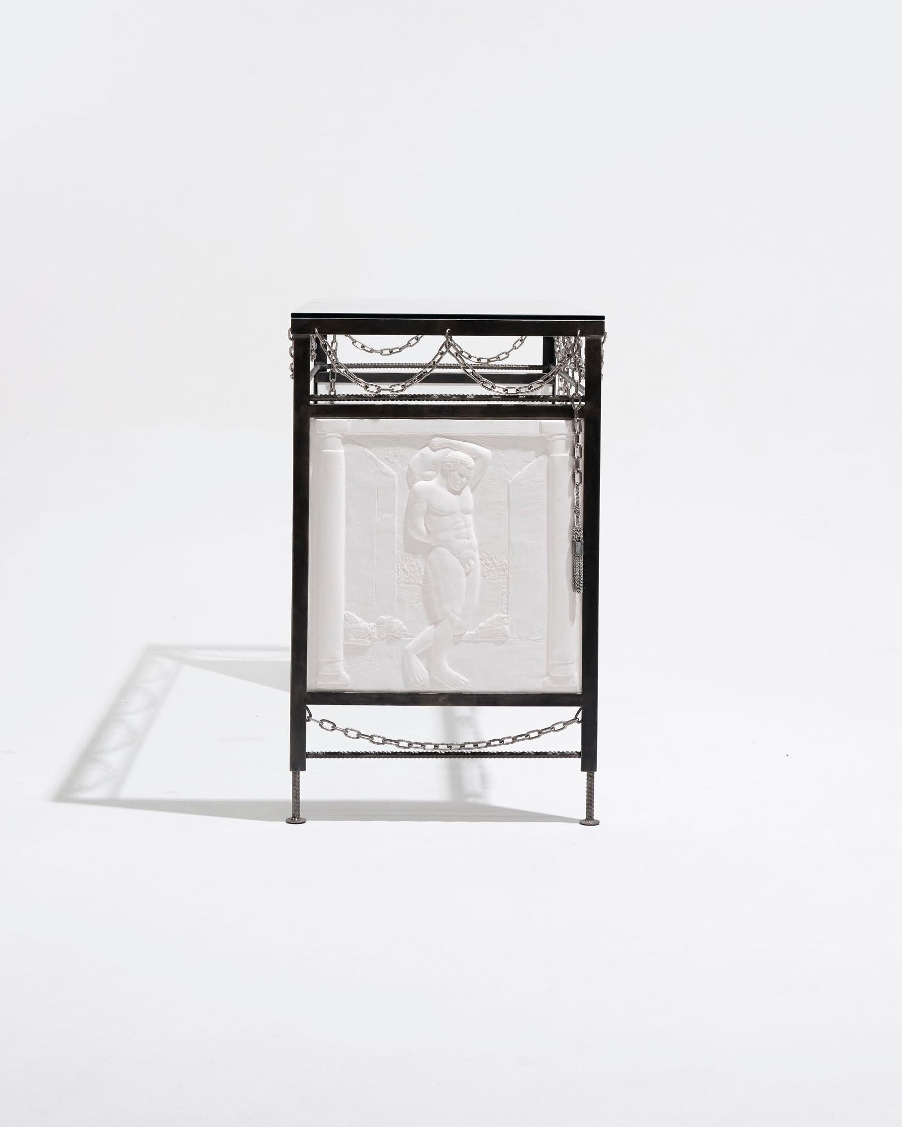 Brutalist Metal console “The Punishment of Sisyphus” For Sale
