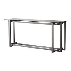 Metal Console with smoked Glass shelf 1970 Metal Console with smoked Glass shelf 1970