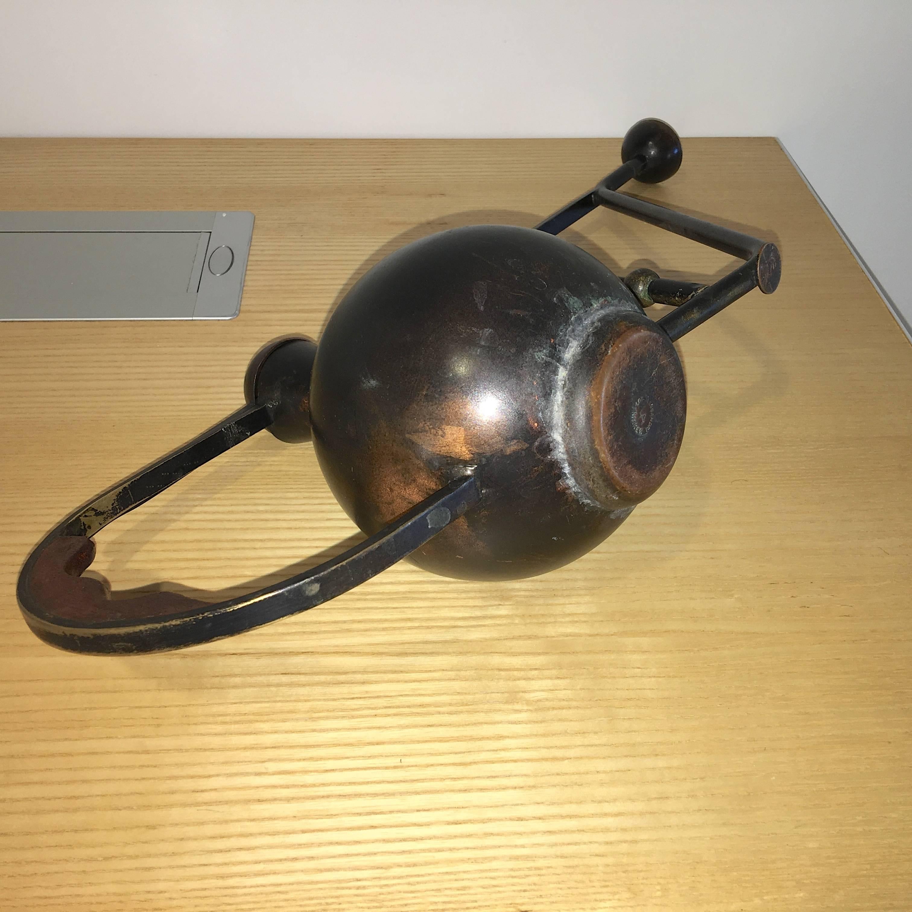 Metal Crafted Brass and Copper Patinated Watering Can 1