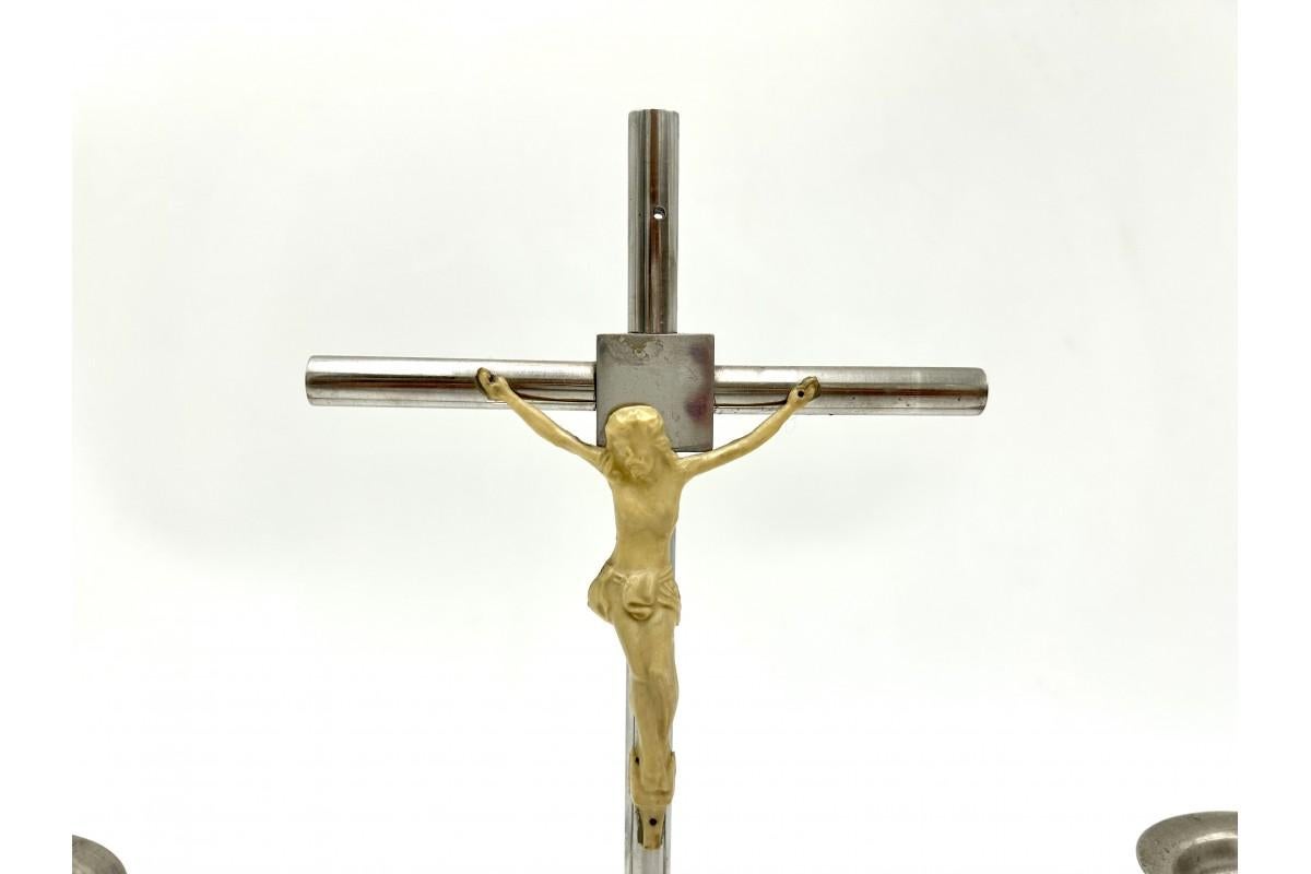 Polish Metal Cross with Candlesticks