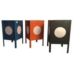 Metal Cube Lamps with Velum Covered Portholes