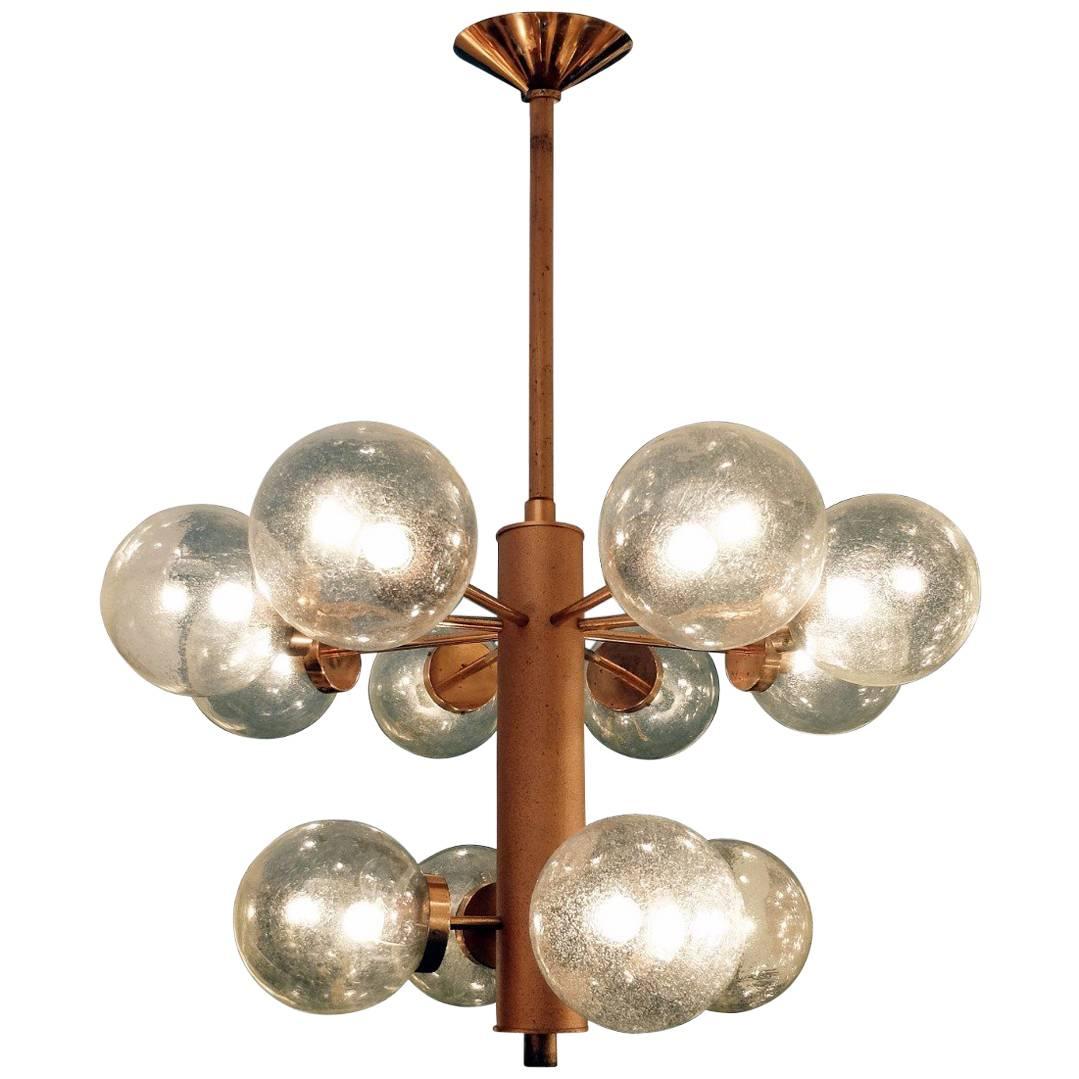 Large Chandelier with 16 Glass Spheres For Sale at 1stdibs