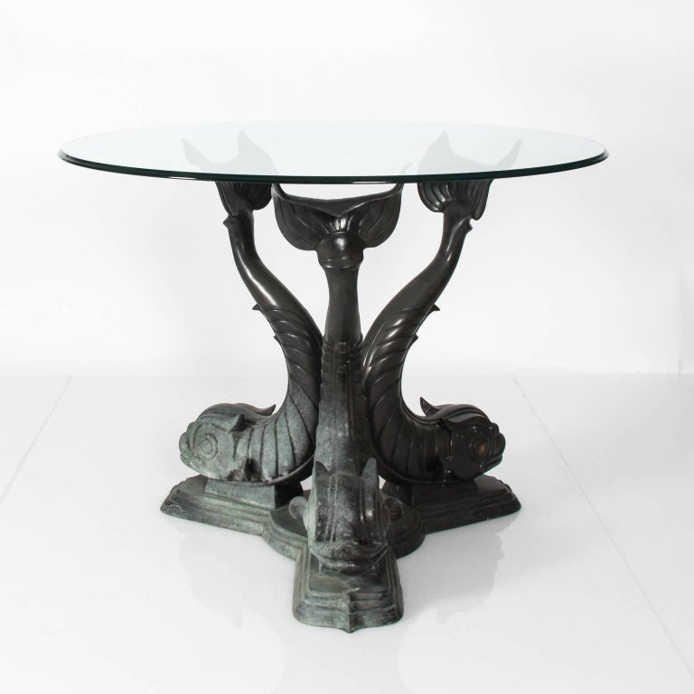Metal Dolphin Base Garden Table at 1stDibs