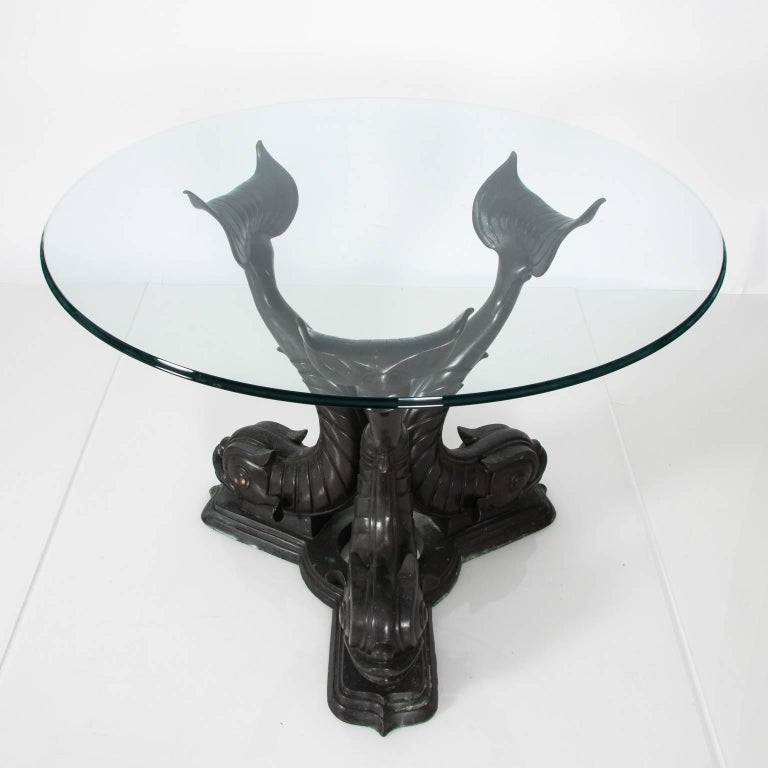 Metal Dolphin Base Garden Table at 1stDibs