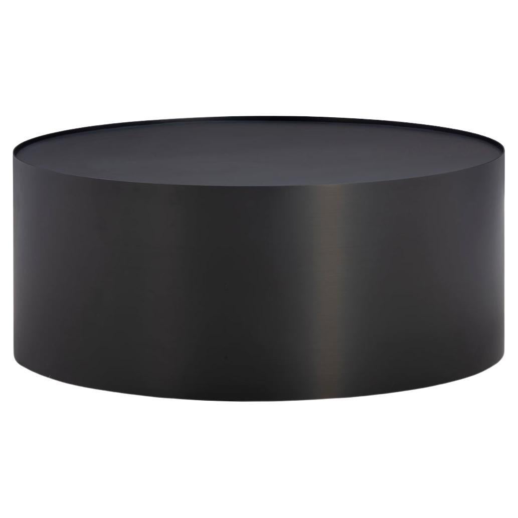 Table basse tambour en métal - acier inoxydable - finition : bronze en vente