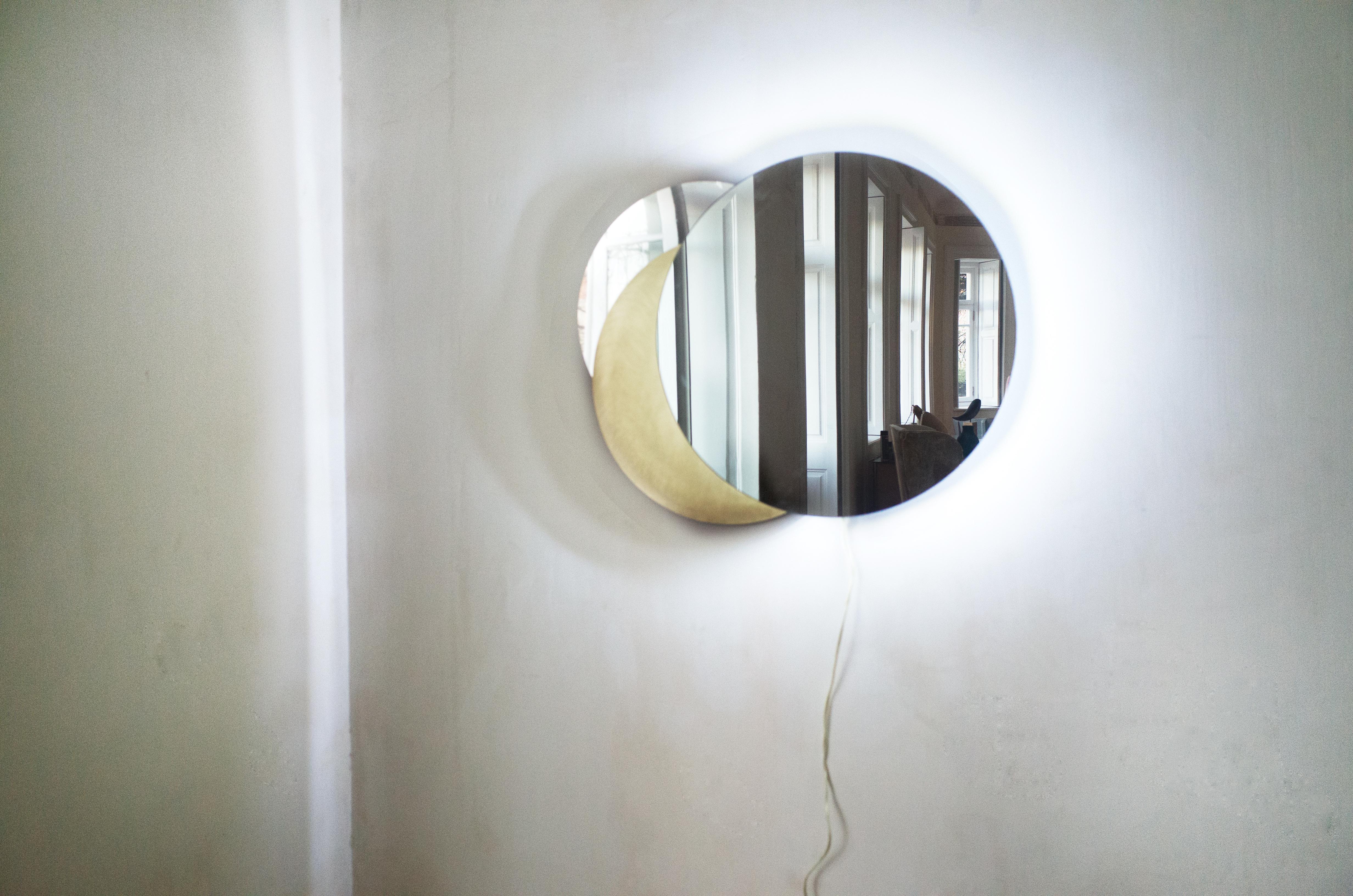 Hand-Crafted Metal Eclipse Mirror By Rooms Studio For Sale