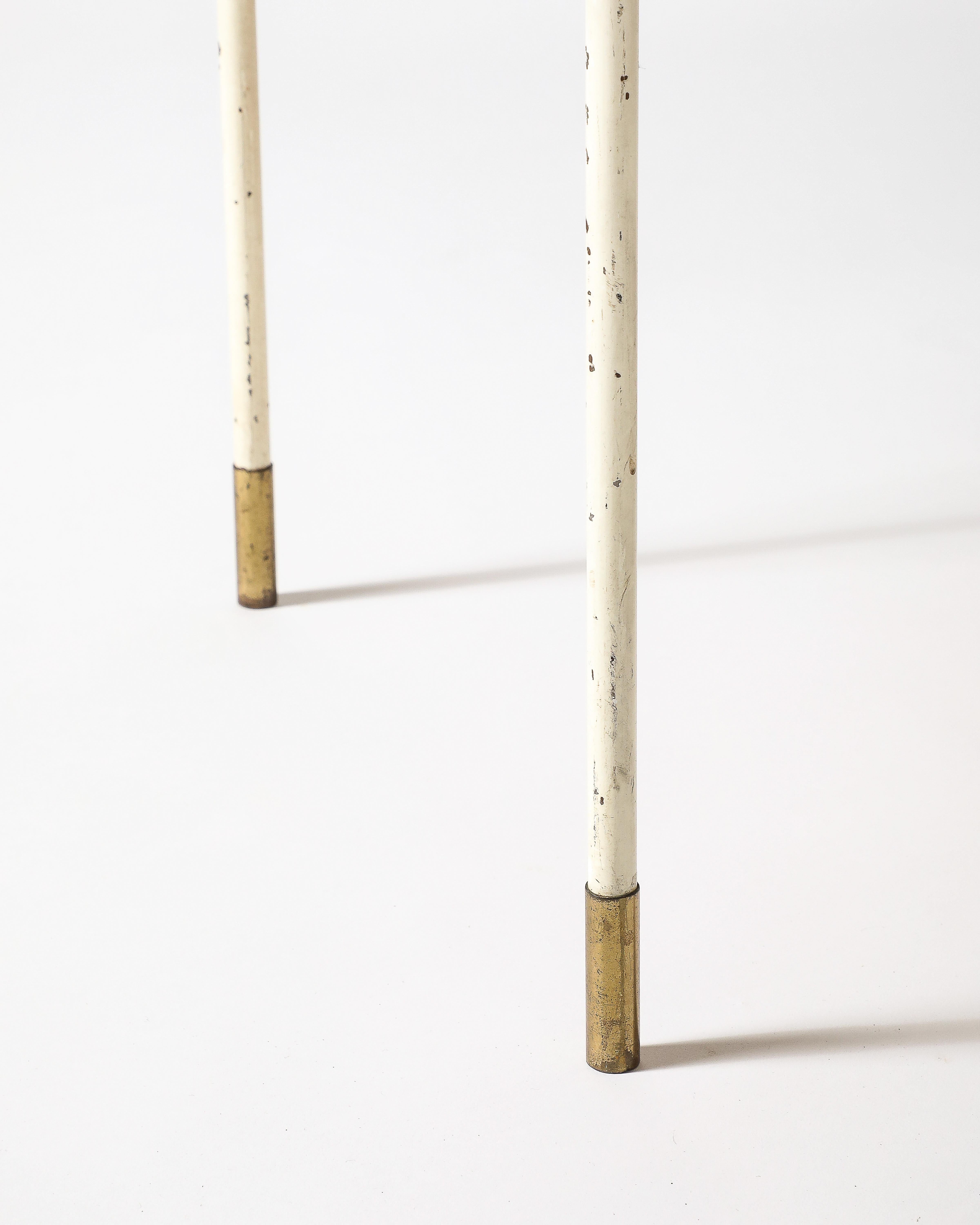 Metal End Tables Lacquered Steel, Brass France, c. 1950 For Sale 3