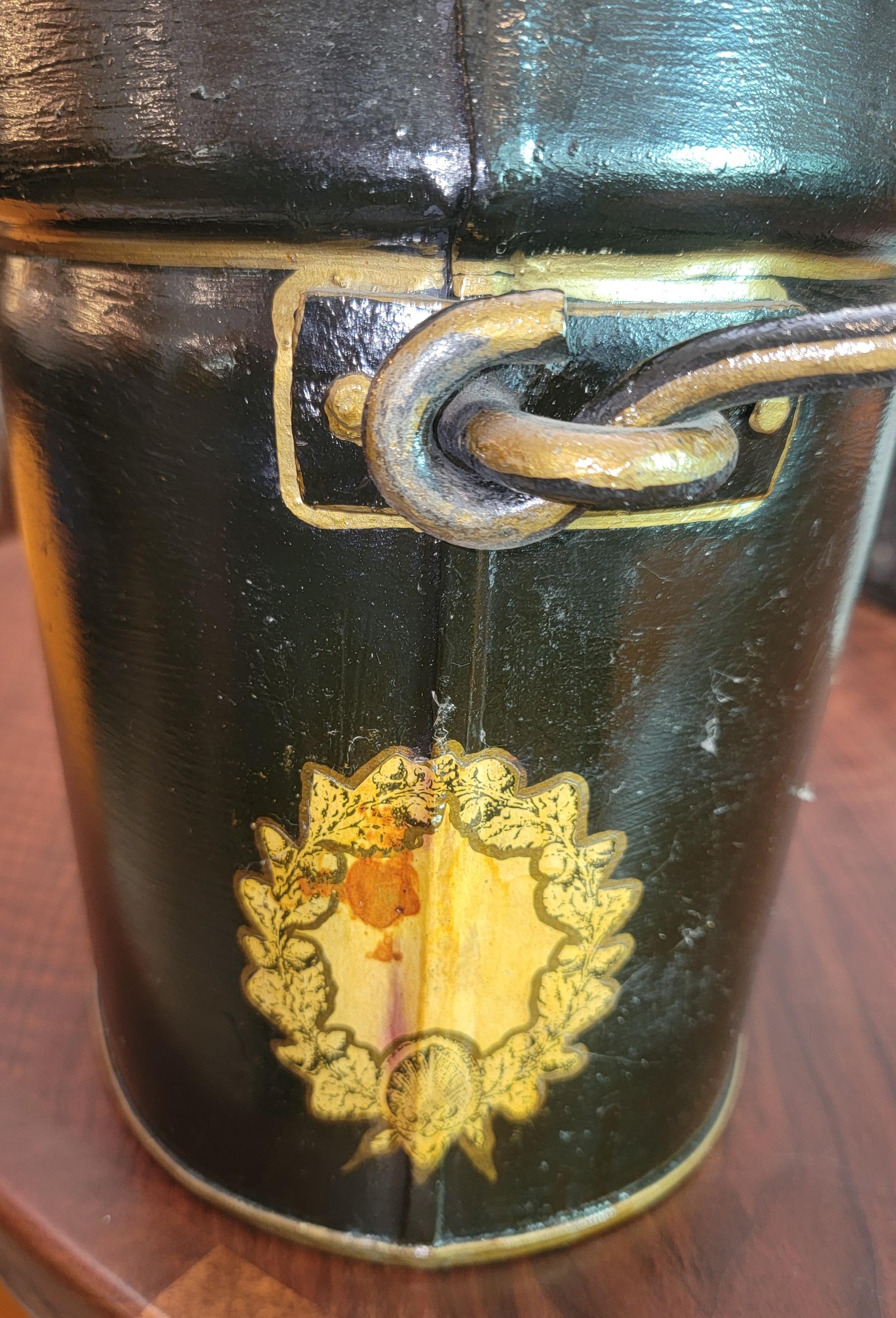 Metal English Antique Hand Painted Buckets In Good Condition For Sale In Pasadena, CA