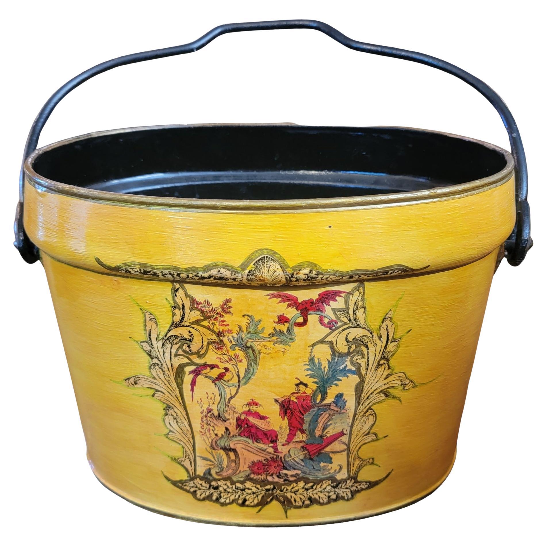 Metal English Hand Painted Buckets For Sale