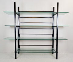 Metal Étagère with Four Reeded Glass Shelves