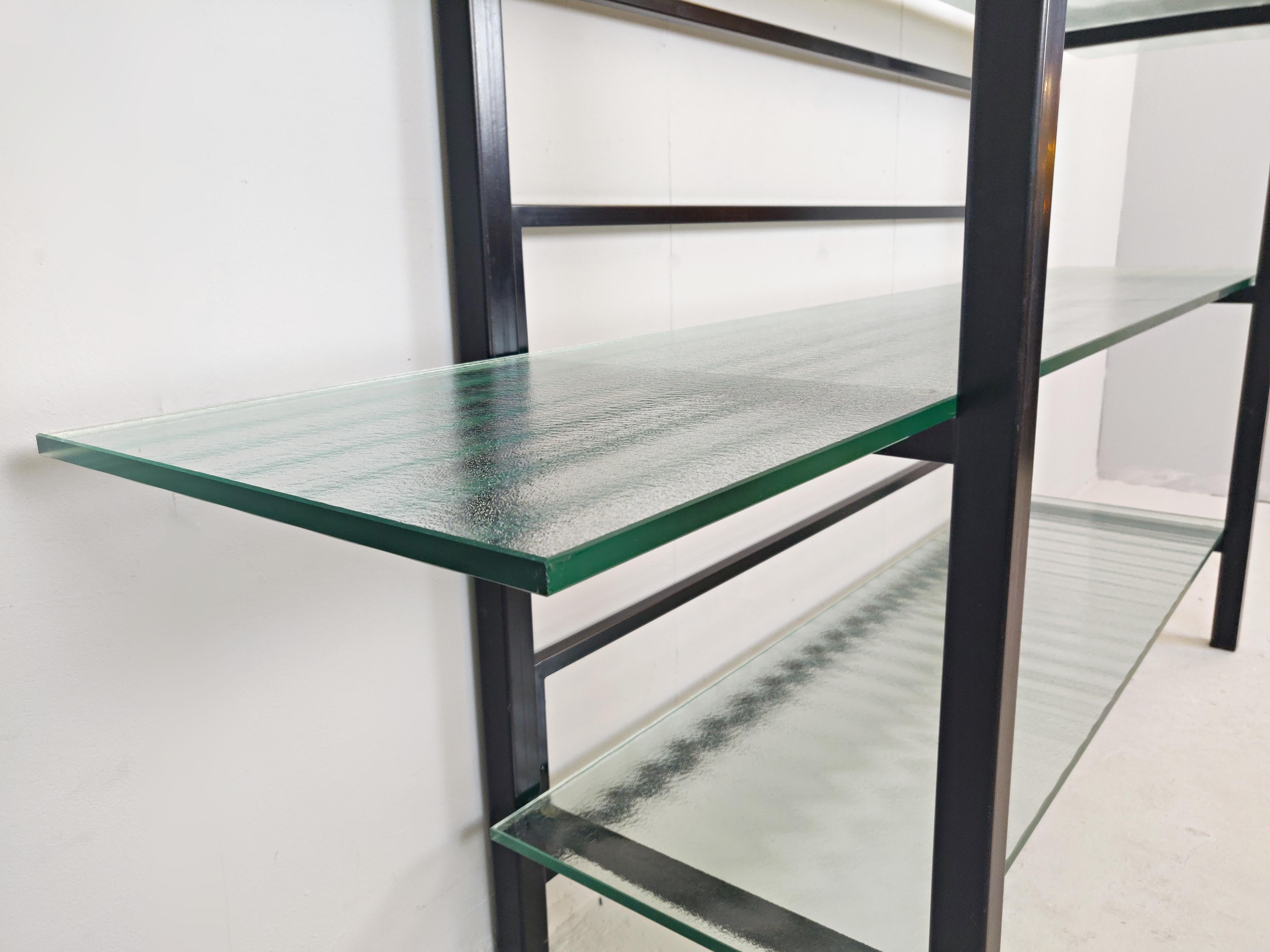 metal etagere glass shelves