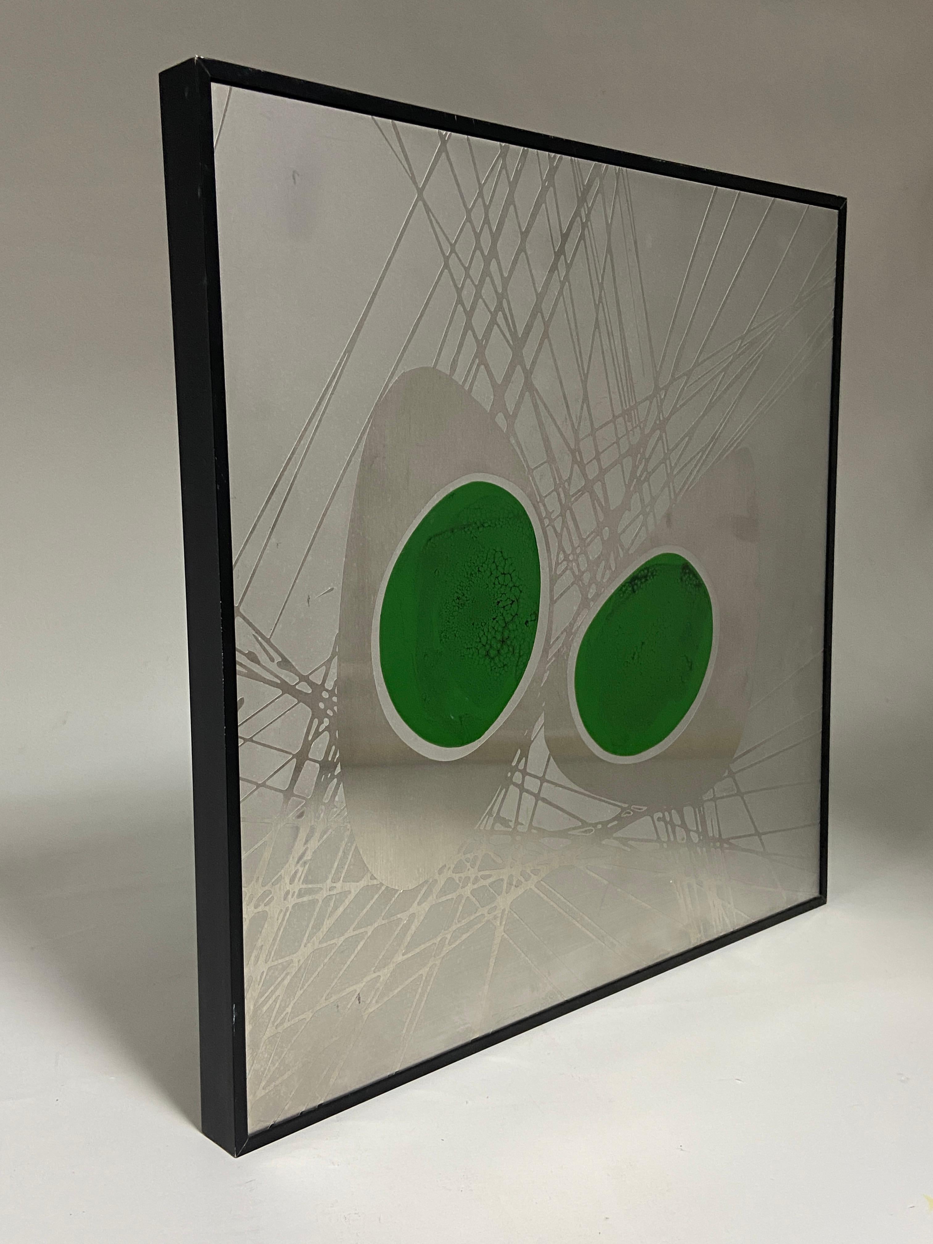 Esmalte abstracto grabado en metal por Manfred Jung Años 70 Moderno de mediados de siglo en venta