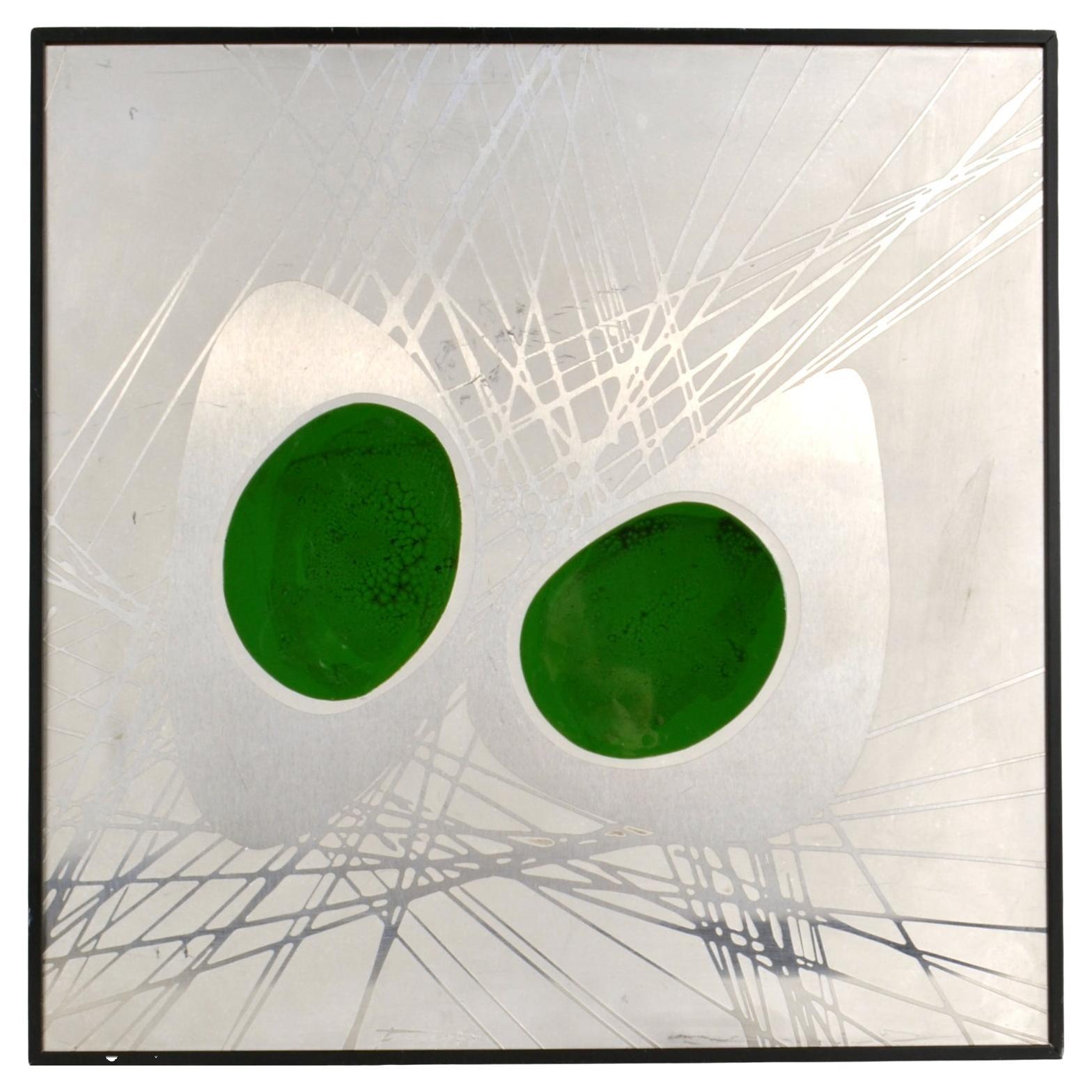 Esmalte abstracto grabado en metal por Manfred Jung Años 70 en venta 3