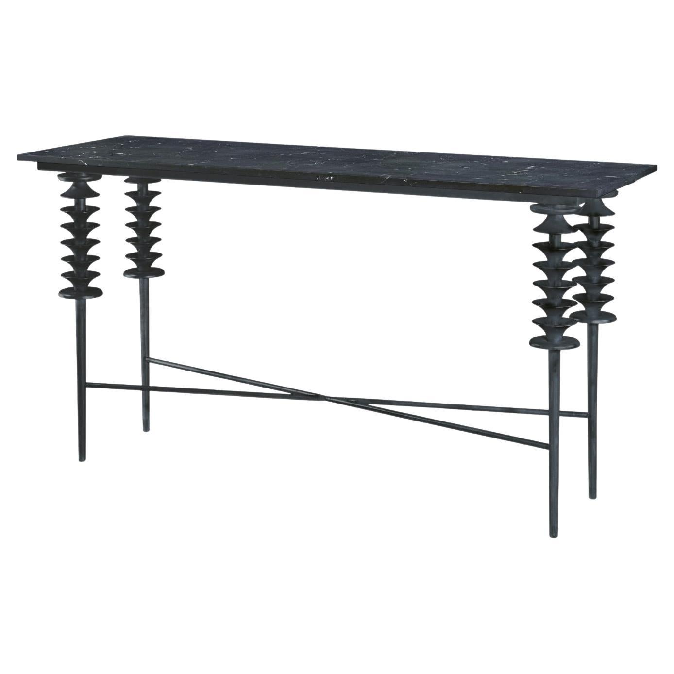 Metal Etrusca Console with Marble Top For Sale