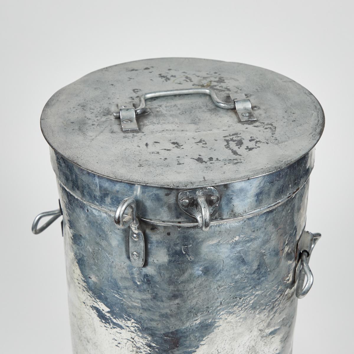 Early 20th Century French Industrial Metal Factory Candy Bin or Stool For Sale