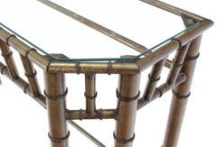 Metal Faux Bamboo Two Tier Bottom Shelf Medium Size Console Sofa Table Mint!