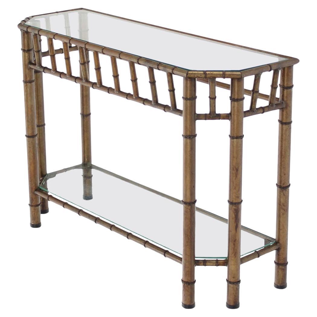 Table de canapé console en métal faux bambou à deux étages Table de canapé console de taille moyenne Mint !