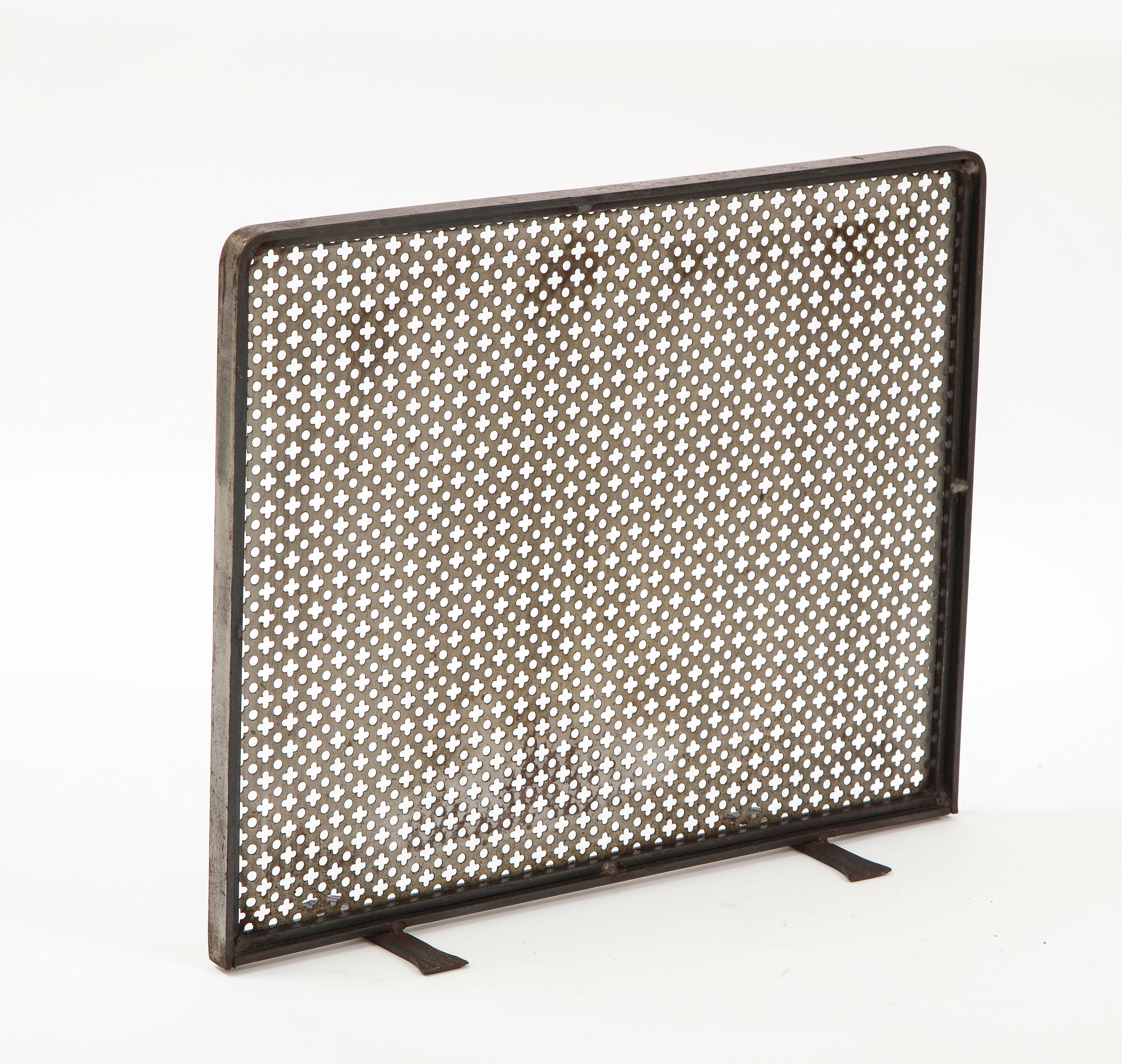 Mid-Century Modern Metal Fireplace Screen in the Style of Mathieu Matégot, French, c. 1950