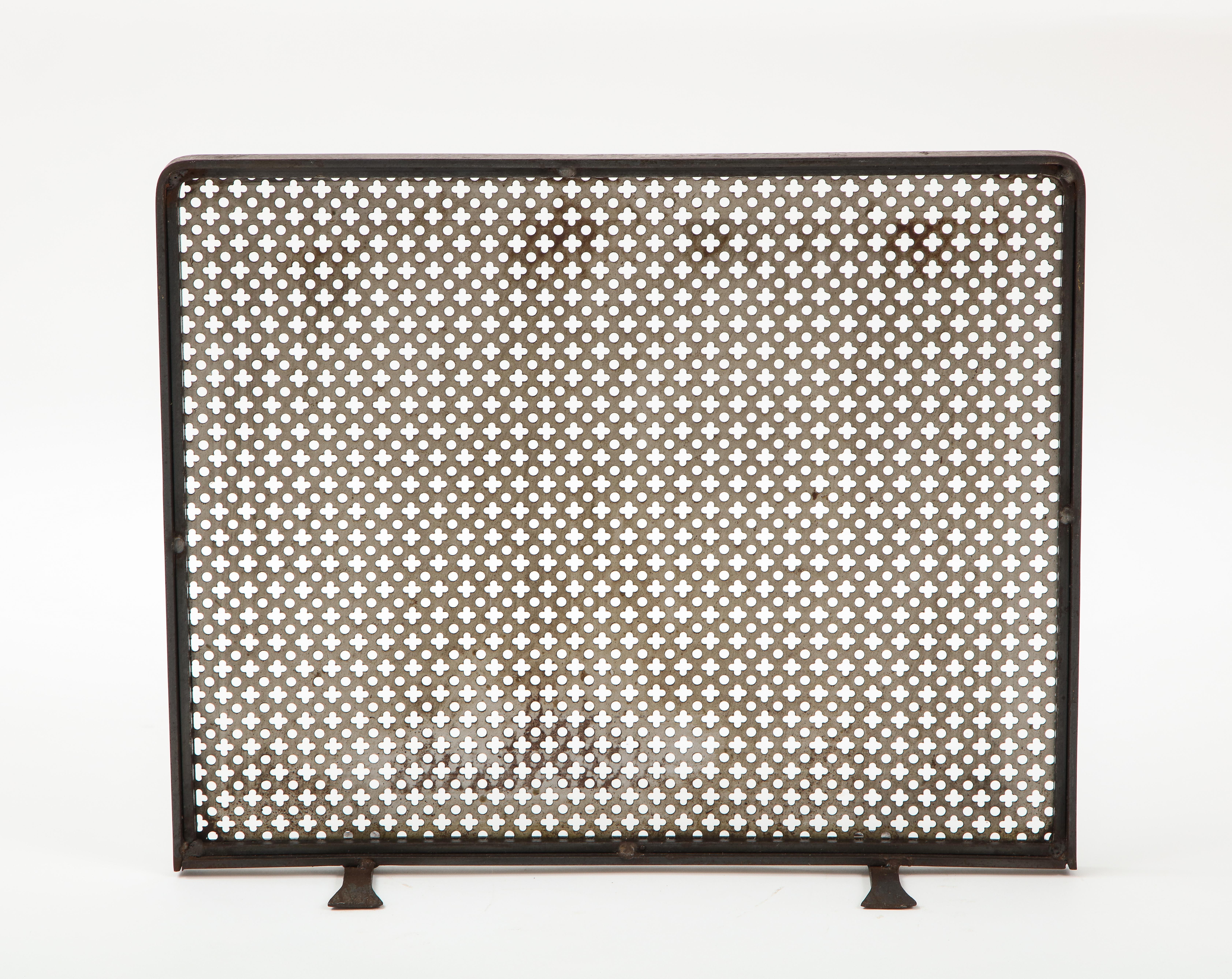 Metal Fireplace Screen in the Style of Mathieu Matégot, French, c. 1950 In Good Condition In Brooklyn, NY