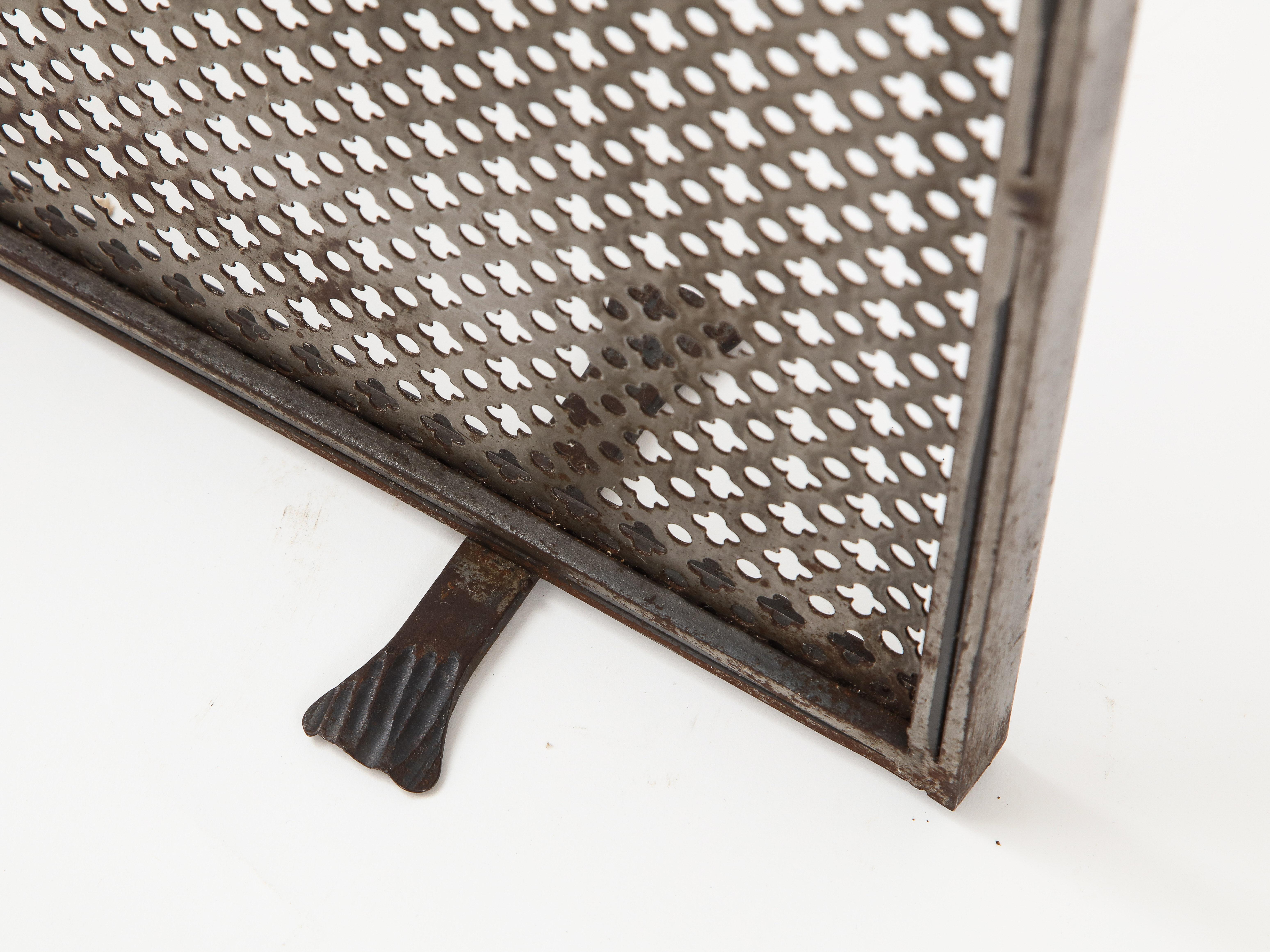 Mid-20th Century Metal Fireplace Screen in the Style of Mathieu Matégot, French, c. 1950