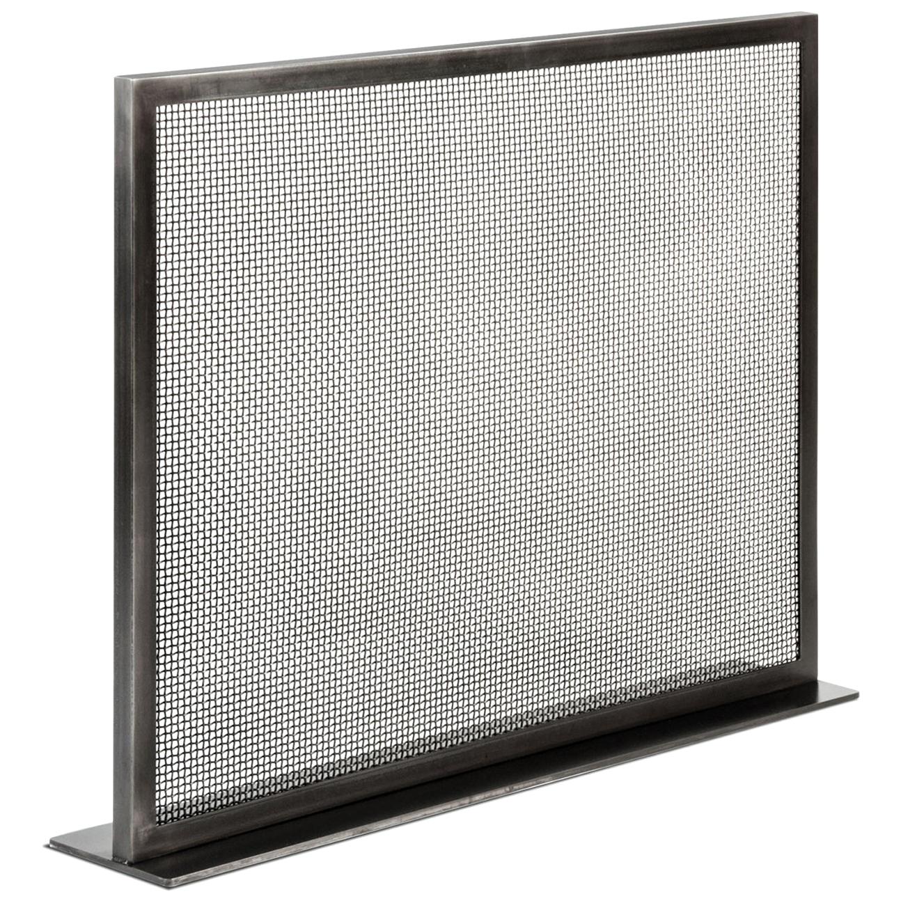 Fireplace Screen in Metal with a Blackened Steel Finish Customizable  For Sale