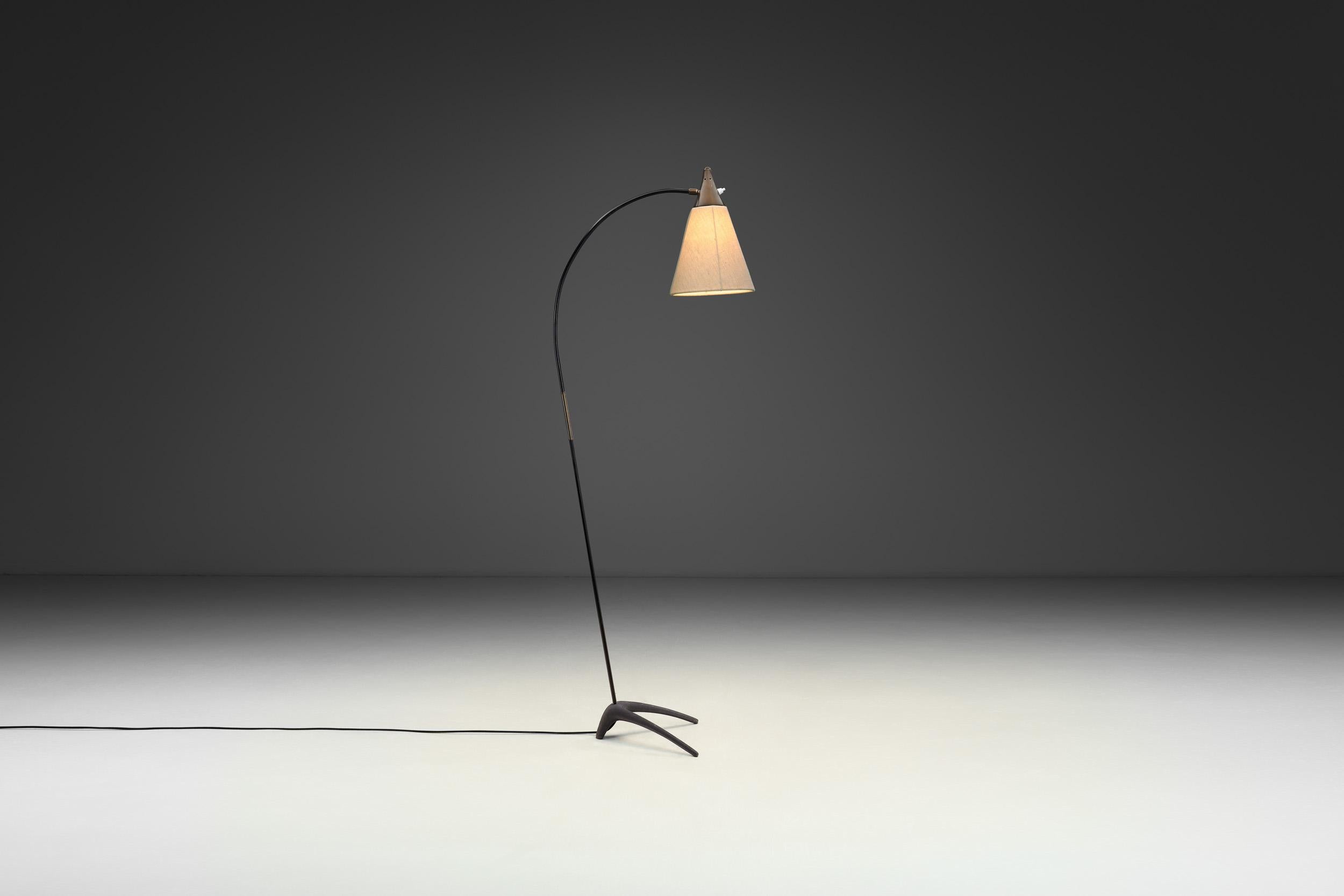Tedesco Lampada da terra in metallo di Karl Heinz Kinsky per Cosack (Attr.), Germania 1950 in vendita