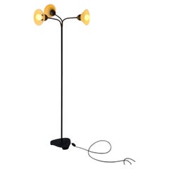 Metal Floor Lamp with 3 Adjustable Gooseneck Shades Mid-Century Modern 1950s