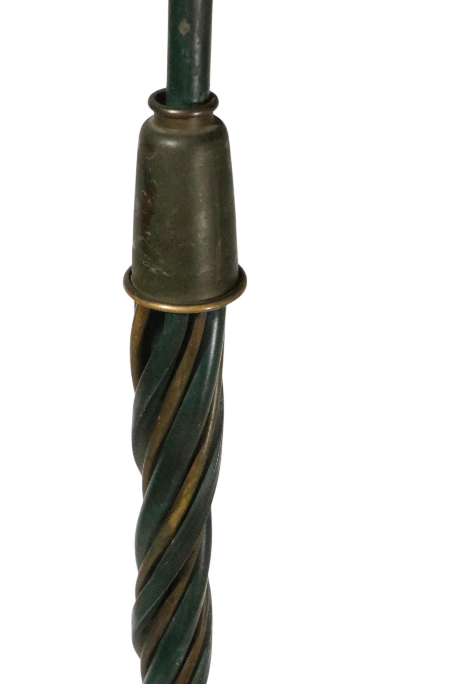 Metall Stehlampe mit Messing und Eisen Seil Twist Metallarbeit Pole Made in France im Angebot 8