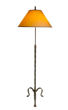 Metal Floor Lamp with Brass and Iron Rope Twist Metalwork Pole Made in France