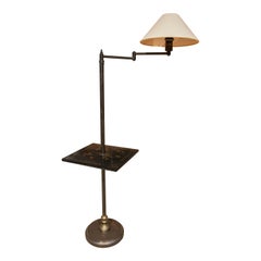 Metal Floor Lamp with Hand-Painted Square Wooden Table Top