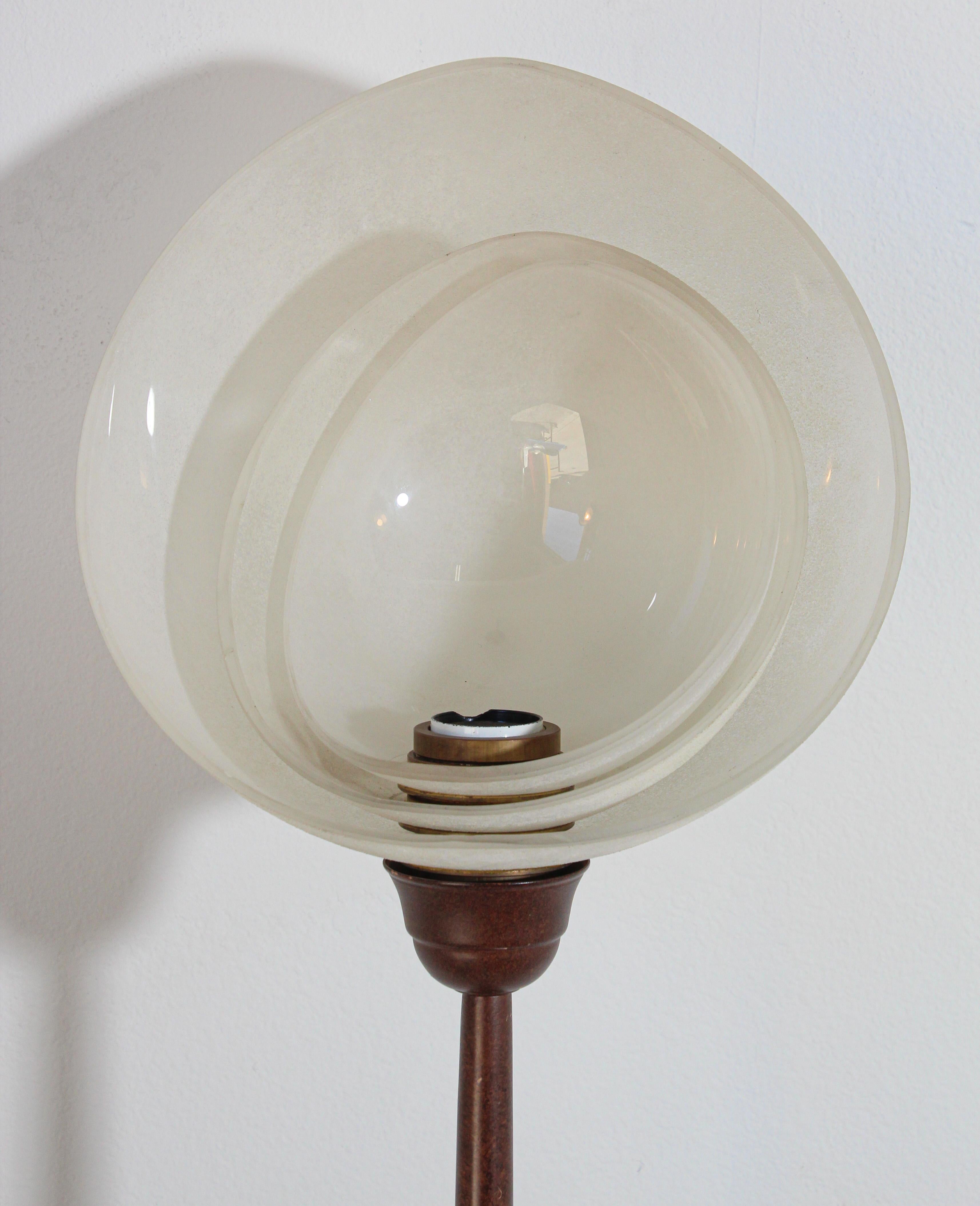 Metal Floor Lamp with Murano Glass Frosted Shade by Relco Milano, Italy, 1980s For Sale 2