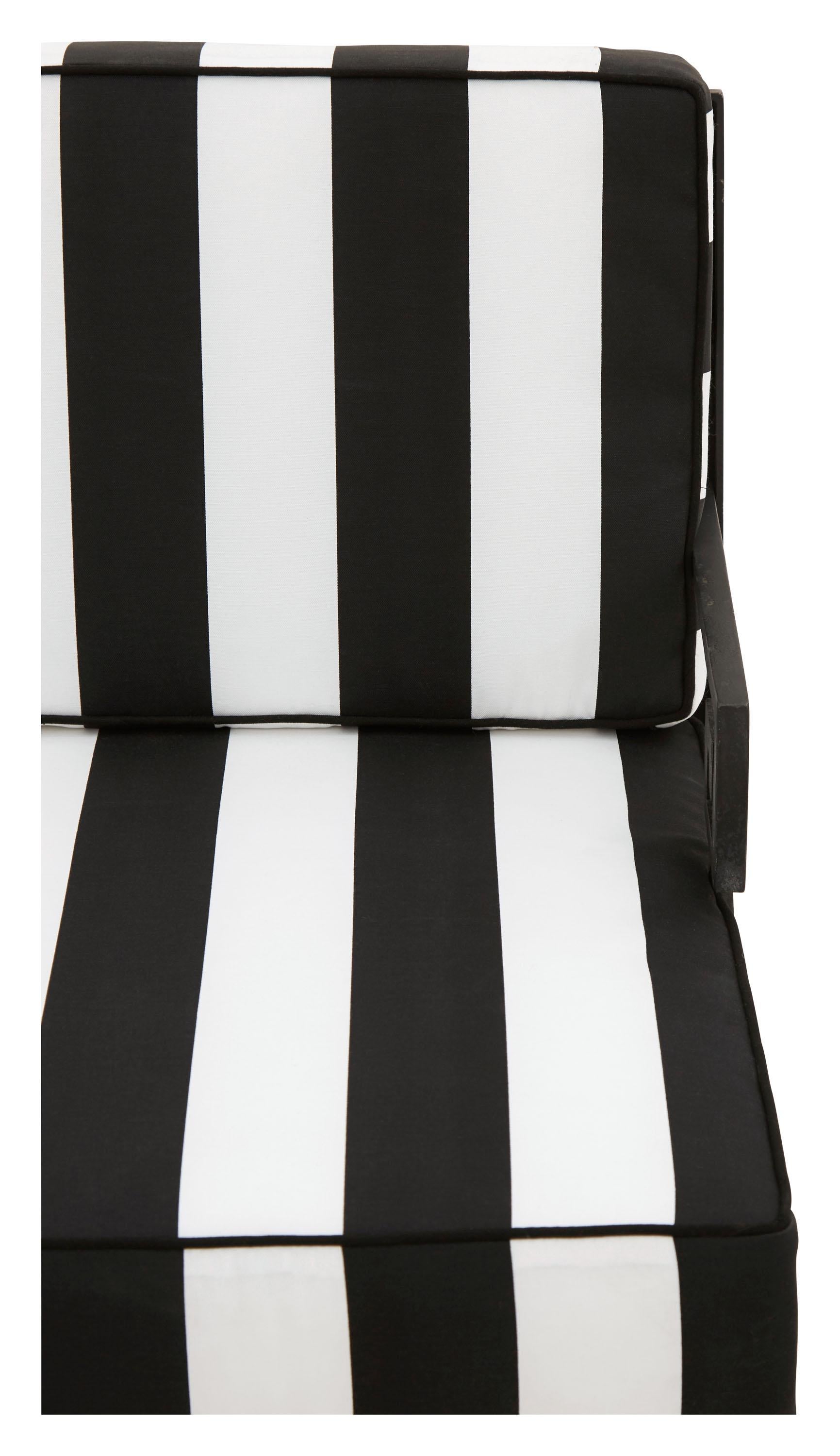 American Metal Frame Greek Key Outdoor Patio Sofa with Black and White Stripe Cushions