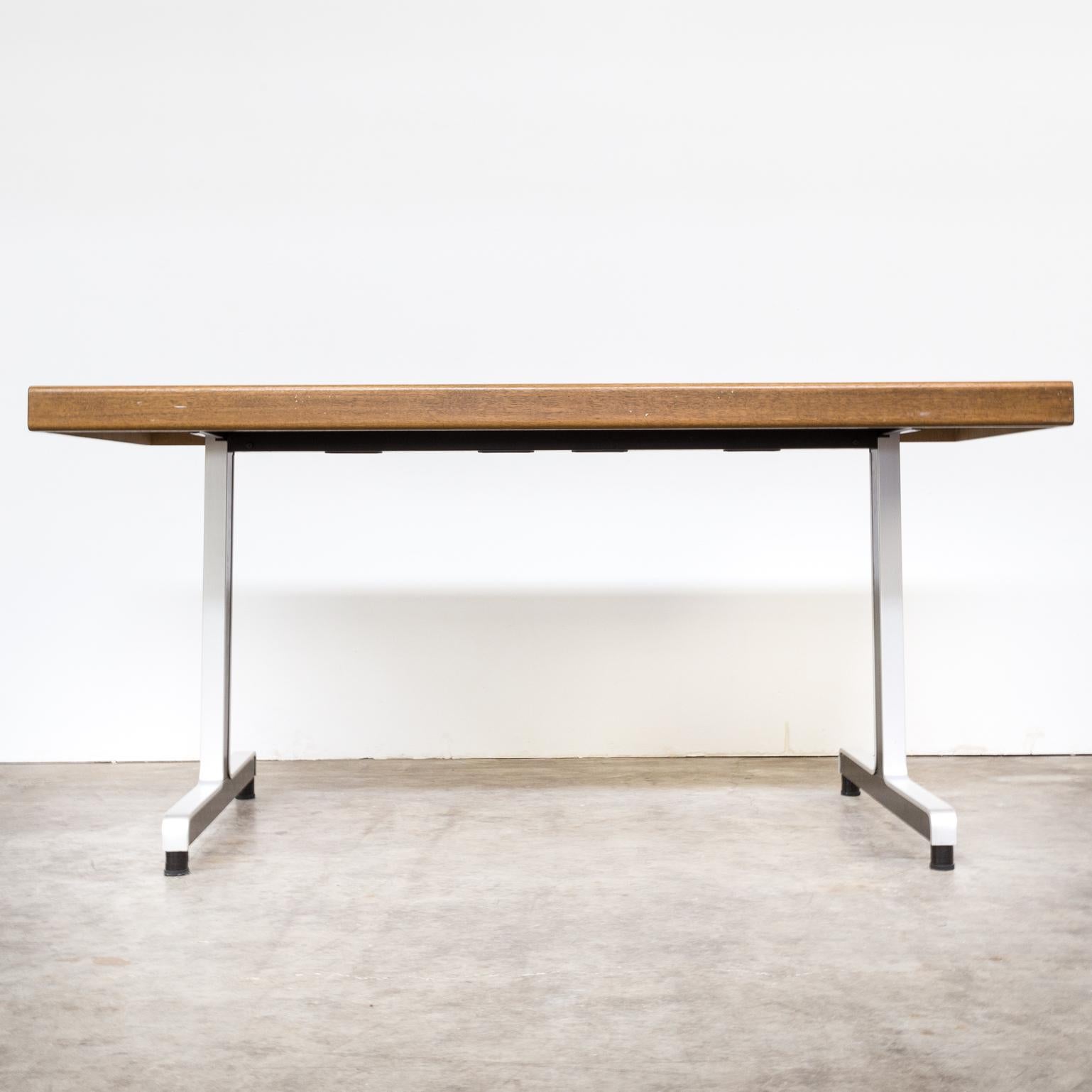 Metal Frame Writing Table Oak Veneer Table Top For Sale 2