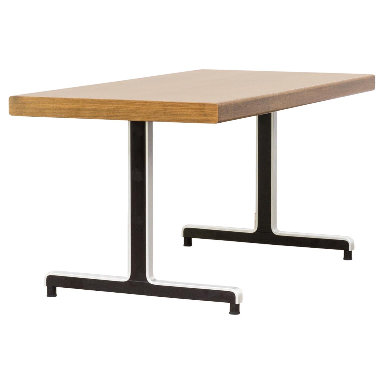 Metal Frame Writing Table Oak Veneer Table Top For Sale