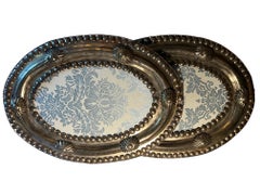 Metal Framed Blue Damask Hanging Wall Ornaments