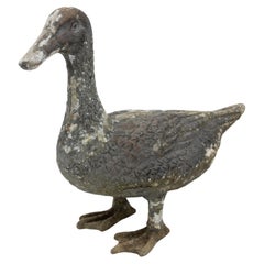 Vintage Metal Garden Statue of a Duck