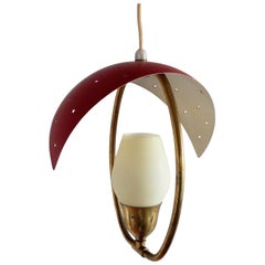 Metal, Glass and Brass Pendant Lamp, Bent Karlby for Fog & Mørup or Lyfa Denmark