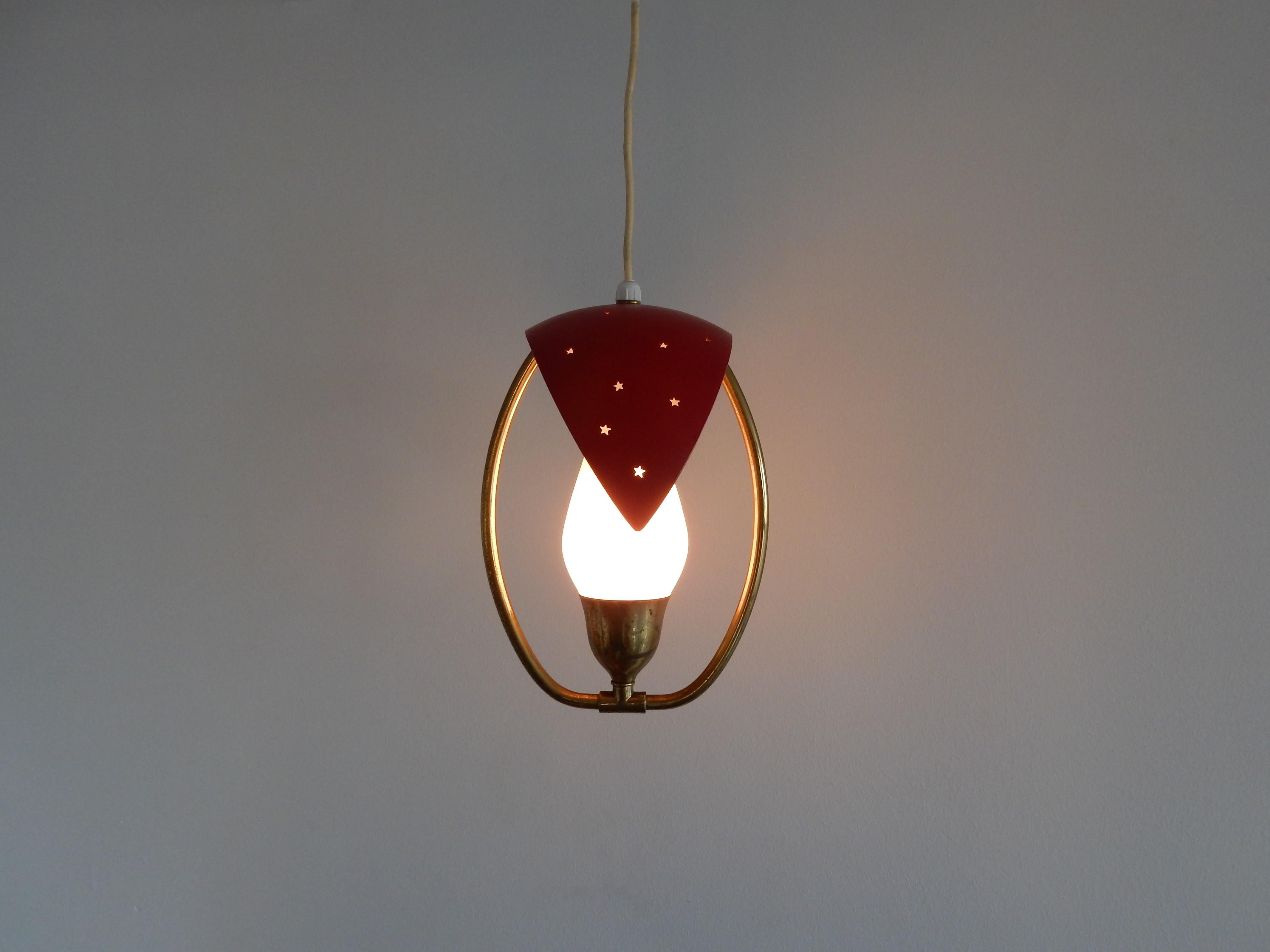 Metal, Glass and Brass Pendant Lamp, Bent Karlby for Fog & Mørup or Lyfa Denmark In Good Condition In Steenwijk, NL