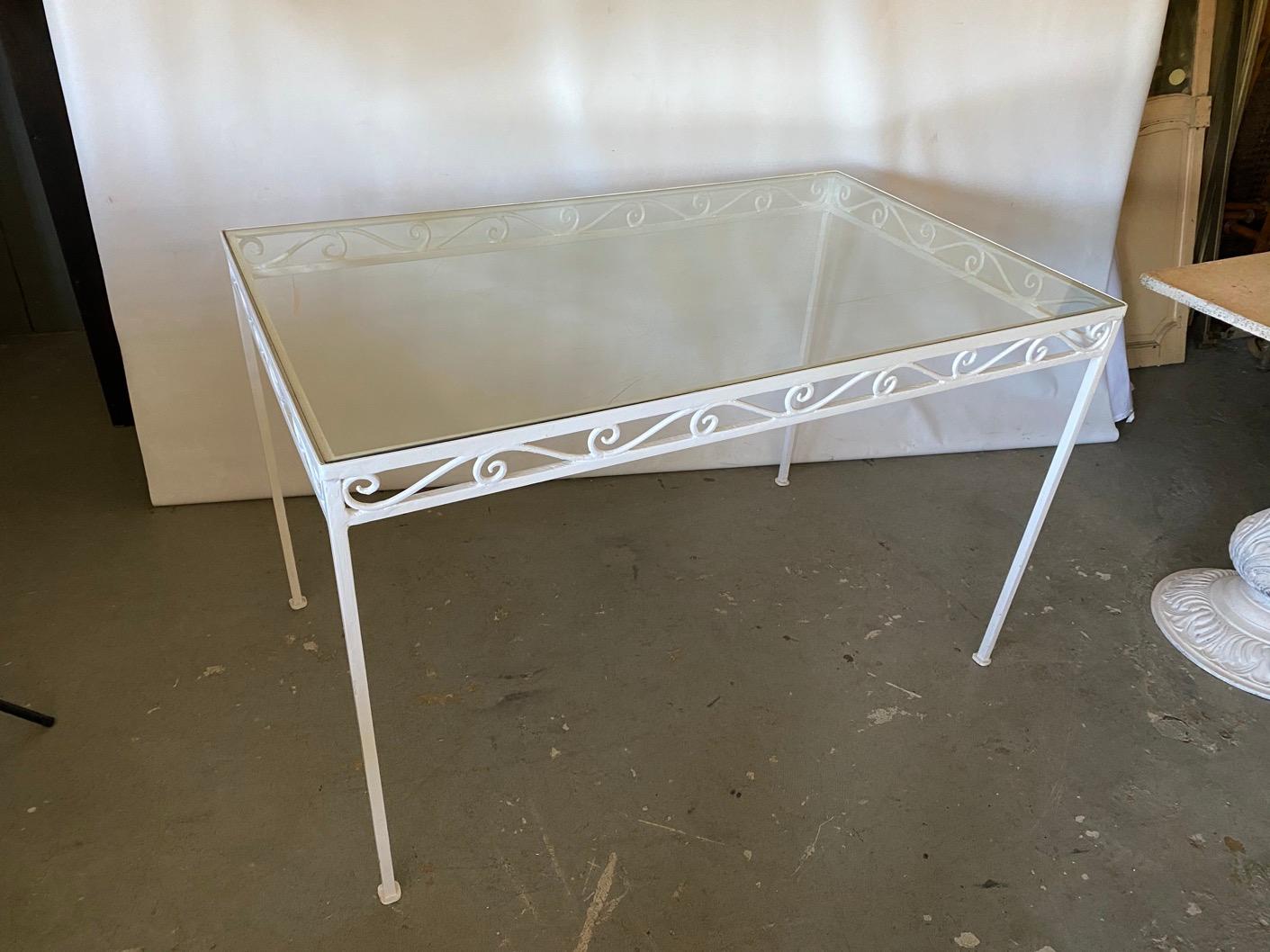 Metal and Glass Garden Patio Dining Table In Good Condition In Sheffield, MA