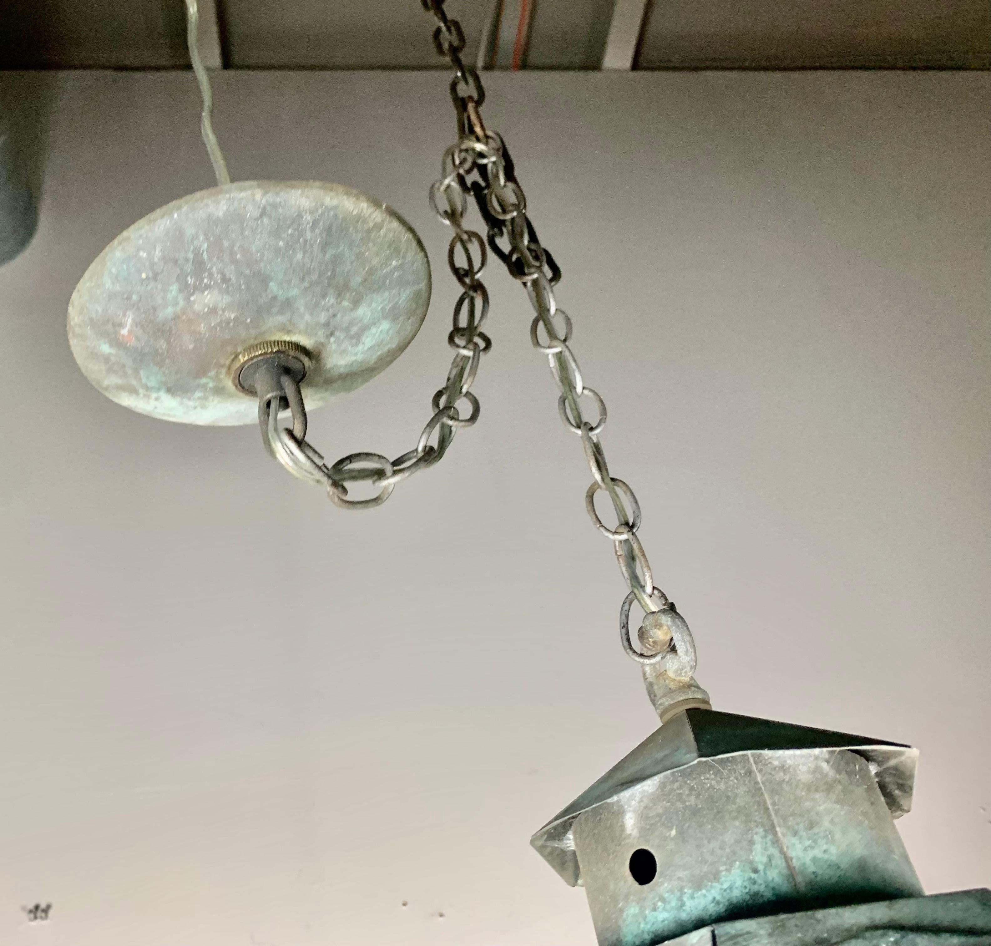 Metal & Glass Hanging Lantern C. 1900 5