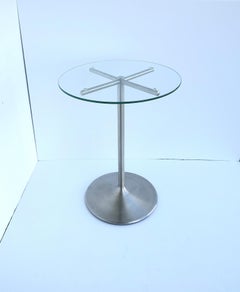 Tavolino in metallo e vetro, moderno minimalista, circa fine XX secolo
