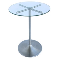 Tavolino in metallo e vetro, moderno minimalista, circa fine XX secolo