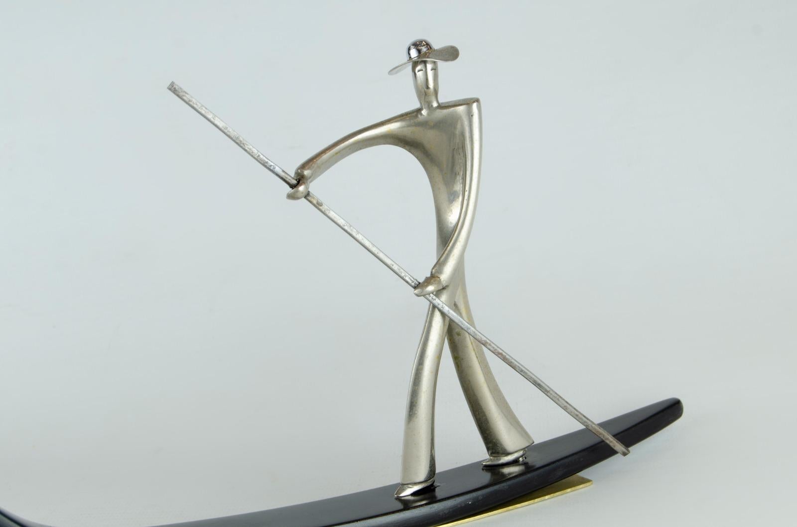 Austrian Metal gondola sculpture in the Karl Hagenauer style. For Sale