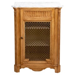 Metal Grill Front Marble Top Bookcase