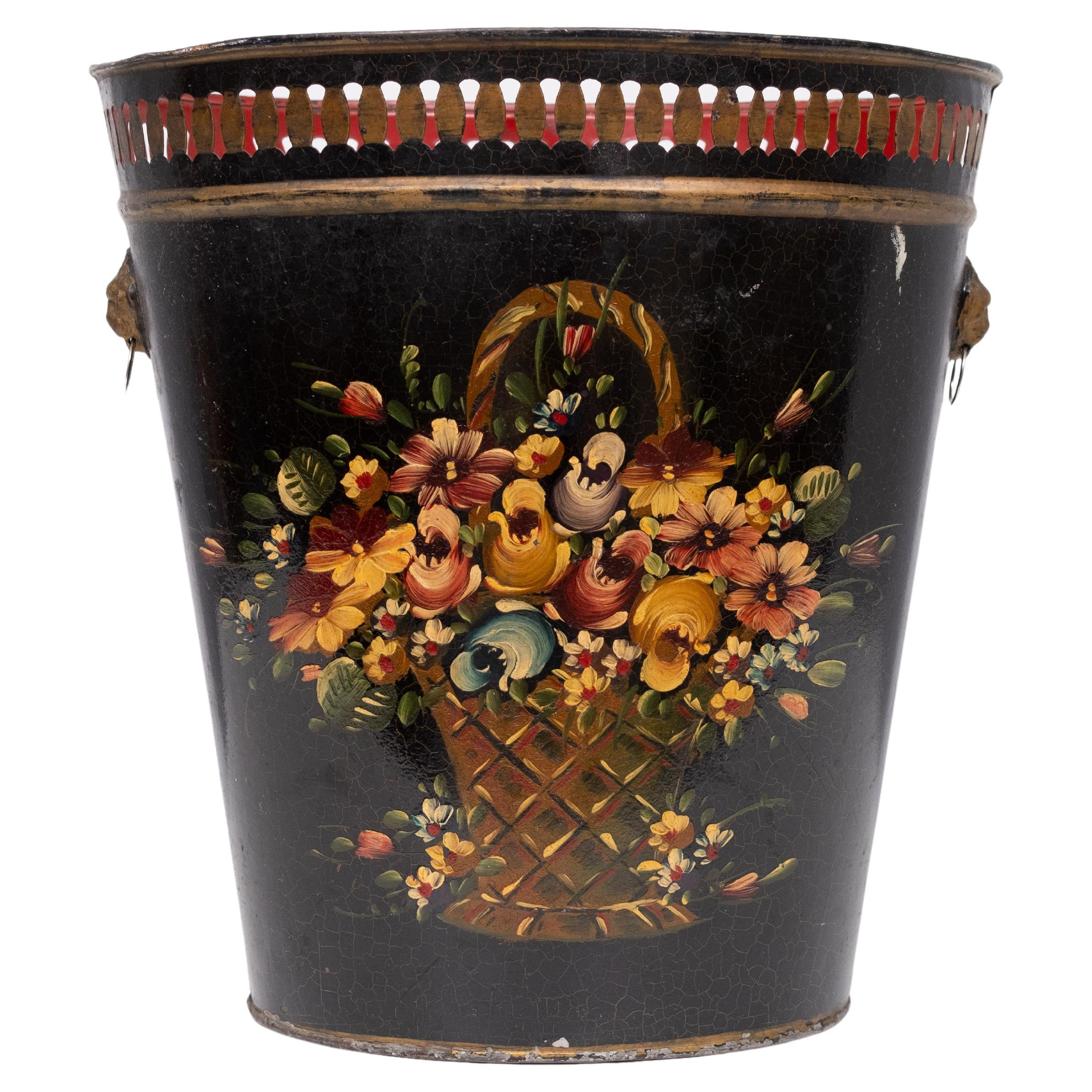 Metal Hand painted Waste Basked 1950s England