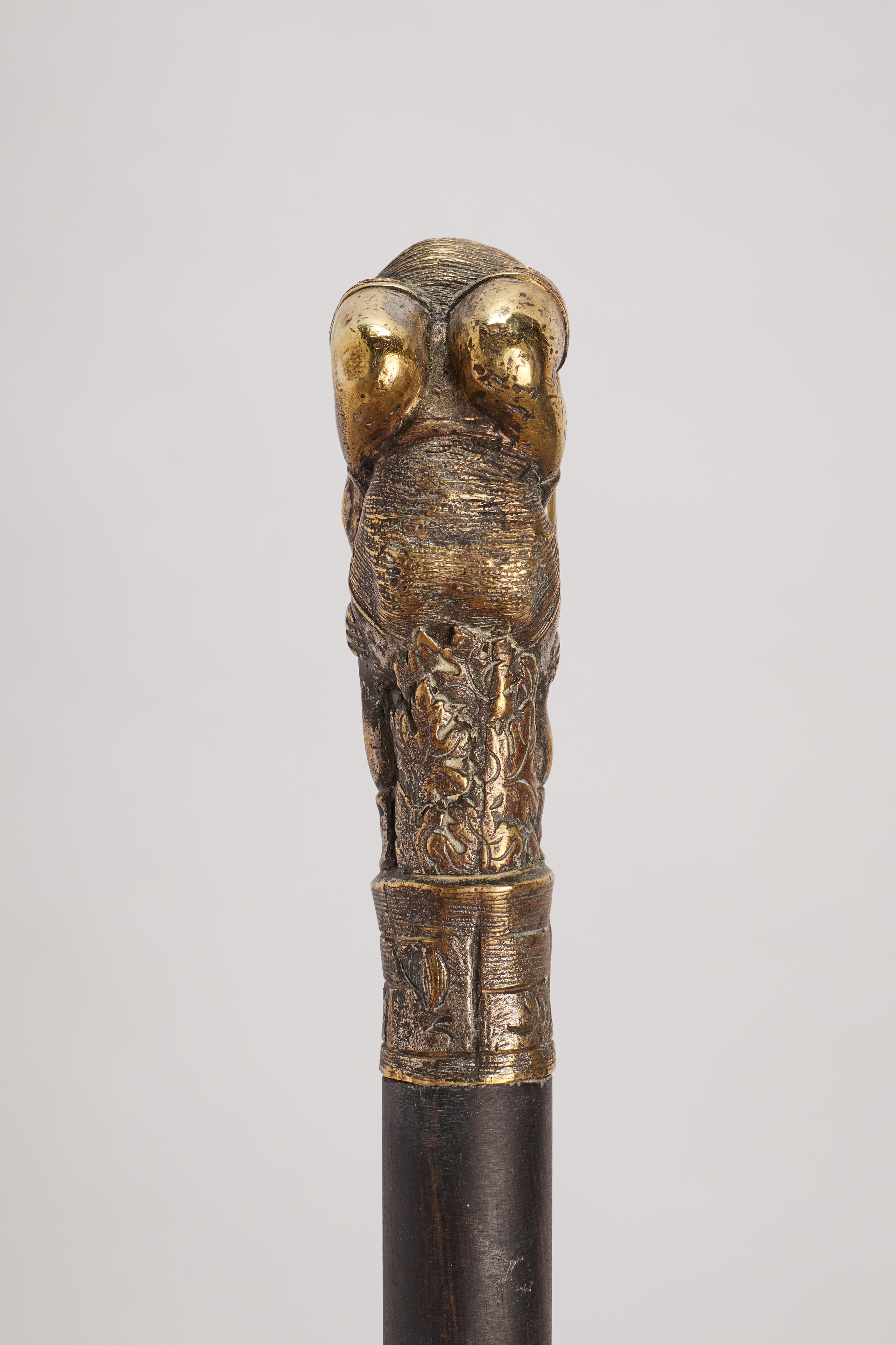 French Metal Handle Walking Stick, France, 1900 For Sale