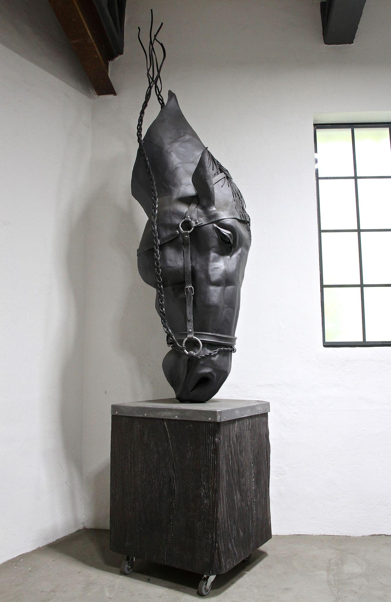 Assolutamente spettacolare, una scultura a testa di cavallo collosale, forgiata a mano e disegnata dal noto artista austriaco Gerald Smith. L'enorme e incredibile scultura di cavallo in metallo realizzata a mano è il risultato di oltre 580 ore di