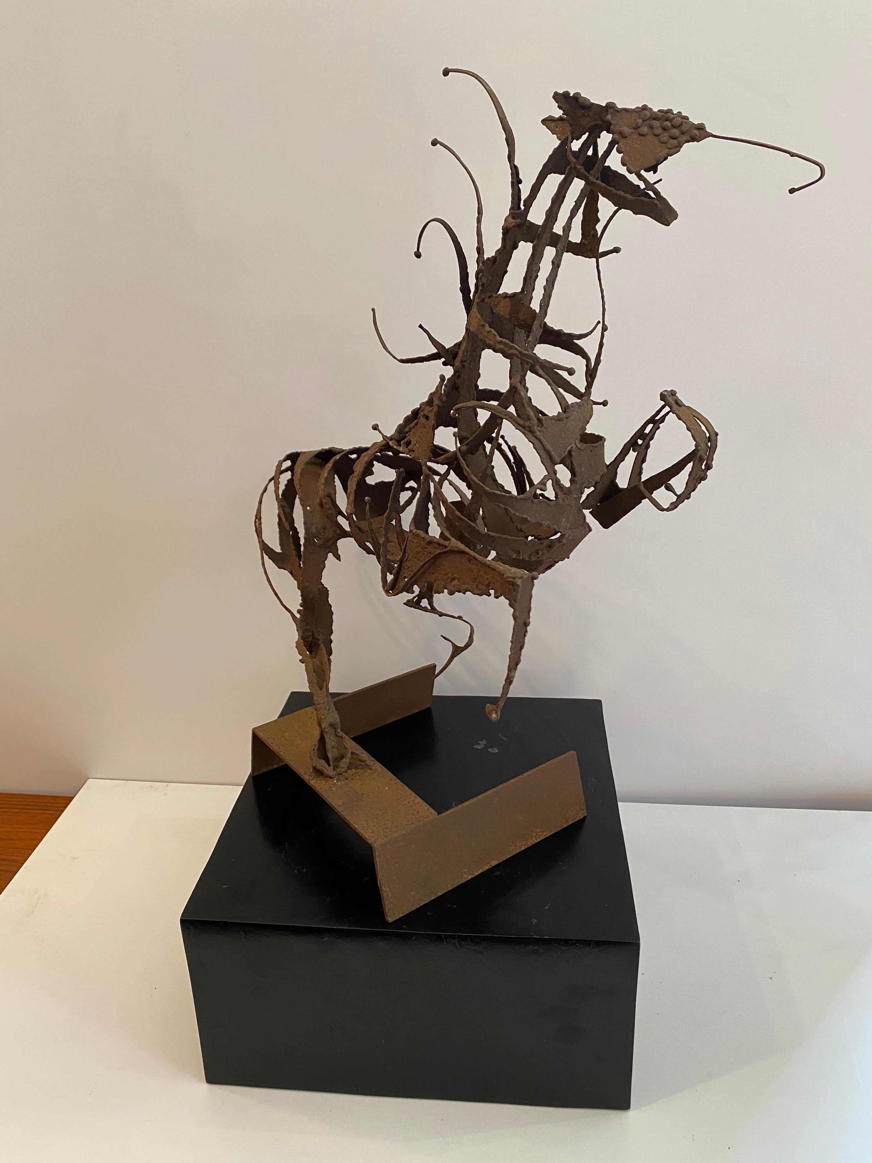 Mid-Century Modern Metal Horse Sculpture in the Style of Fantoni